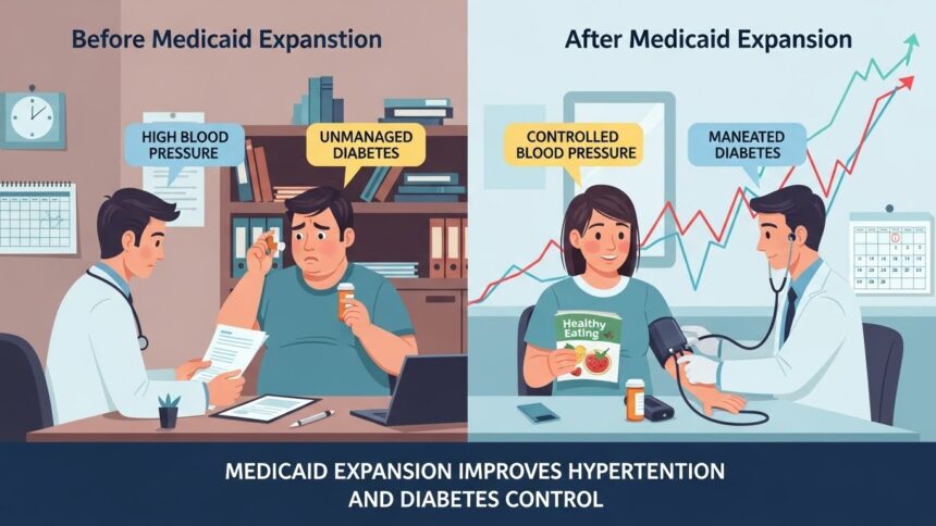 नवीनतम अध्ययनों के अनुसार, Medicaid के विस्तार ने हाई ब्लड प्रेशर (Hypertension) और डायबिटीज़ (Diabetes) वाले मरीजों के स्वास्थ्य पर सकारात्मक प्रभाव डाला है। विस्तार के बाद अधिक लोगों को स्वास्थ्य सेवा उपलब्ध हुई, जिससे नियमित जांच, दवा की पहुँच और जीवनशैली पर नियंत्रण बेहतर हुआ। विशेषज्ञों का कहना है कि Medicaid विस्तार ने रोग प्रबंधन में सुधार और लंबी अवधि में स्वास्थ्य परिणाम बेहतर बनाने में मदद की है।