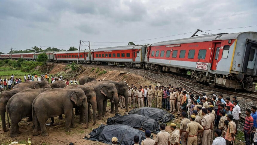 राजधानी एक्सप्रेस से टकराया हाथियों का झुंड